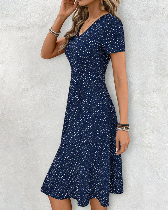 Kleid Herzförmig Tupfen Taille