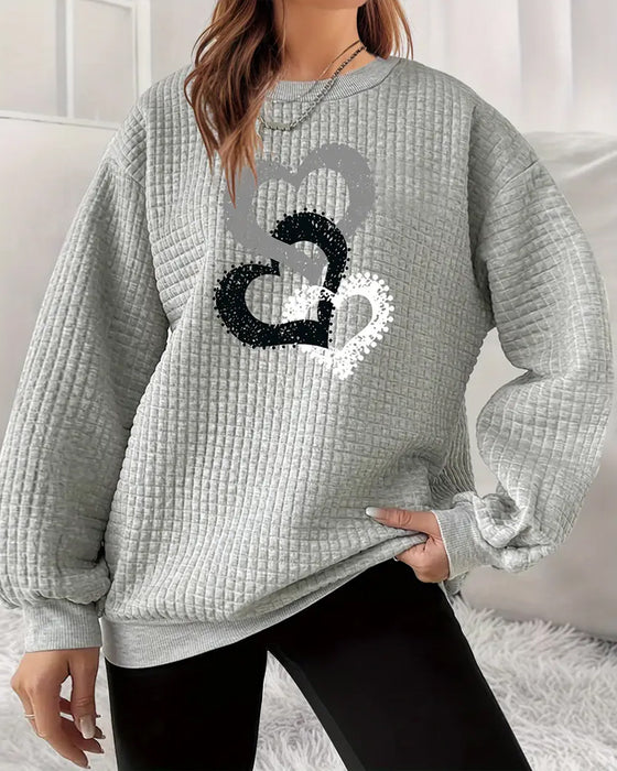 Sweatshirt mit Herz-Print und langen Ärmeln