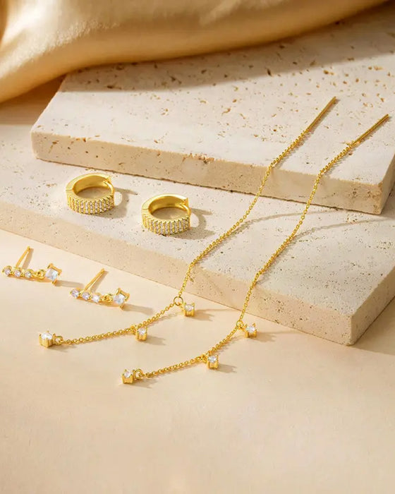 3 Schichten Kette Ohrringe Für Damen