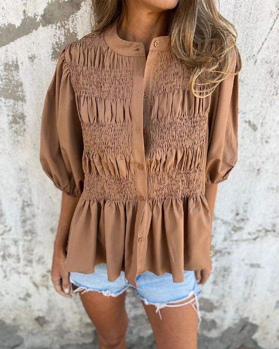 Bluse Casual Mode Kurzarm Einfarbig