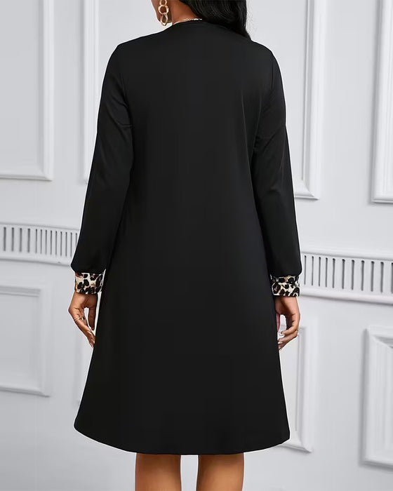 Kleid Fake zweiteilig Leopardenprint