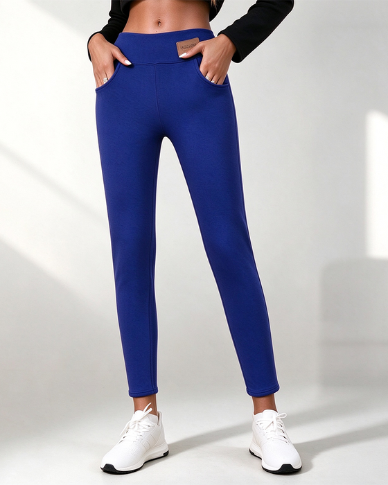 Leggings Fleece-Gefüttert Uni Tasche
