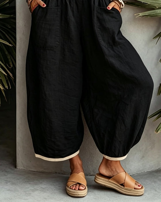 Farbblockierter Jumpsuit Mit Taschen