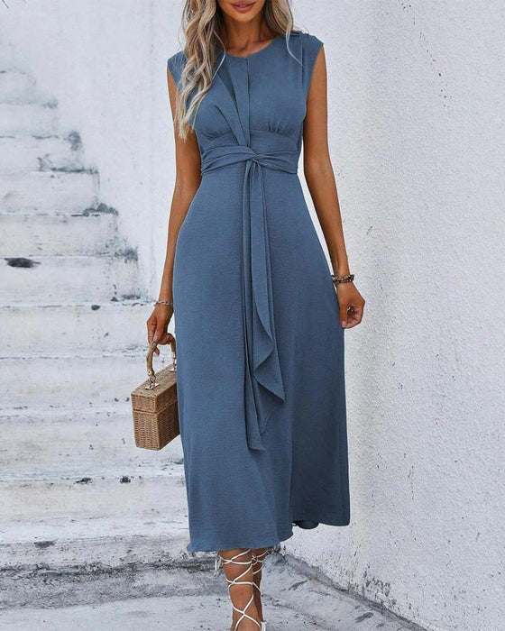 Kleid Einfarbig Tailliert Bindung