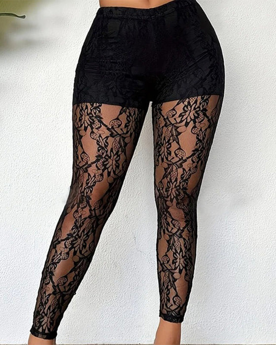 Hose Transparent Spitze Schmal