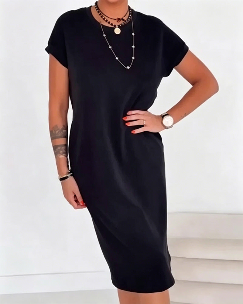 Kleid Rundhals Kurzarm T-Shirt