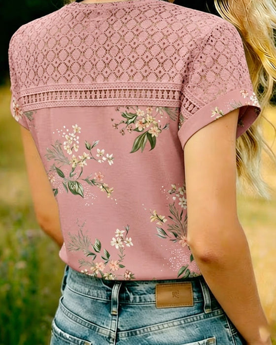 T-Shirt Cut-Out Patchwork Kurzarm