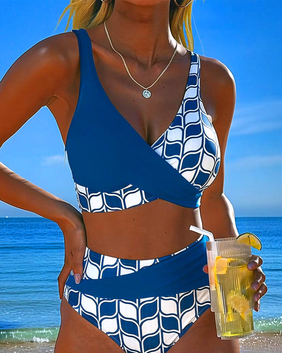 Bikini geometrischer Print zusammengefügt sexy