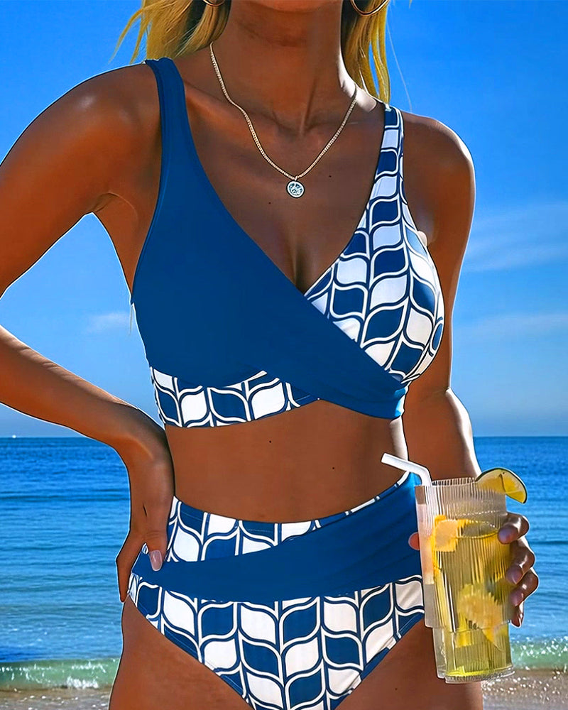 Bikini geometrischer Print zusammengefügt sexy