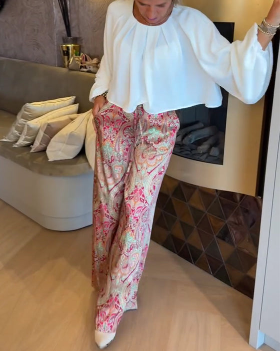 Bluse Französisch Puffärmel Gekürzt