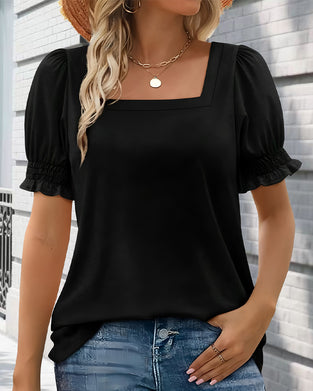 T-Shirt Einfarbig Puffärmel