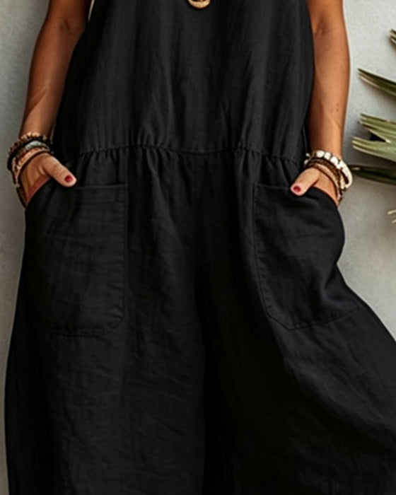 Farbblockierter Jumpsuit Mit Taschen