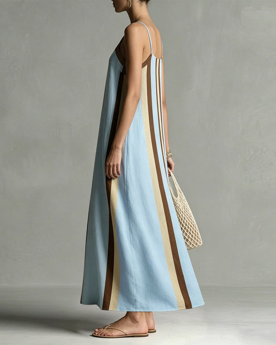 Lässiges Gestreiftes Trägerkleid