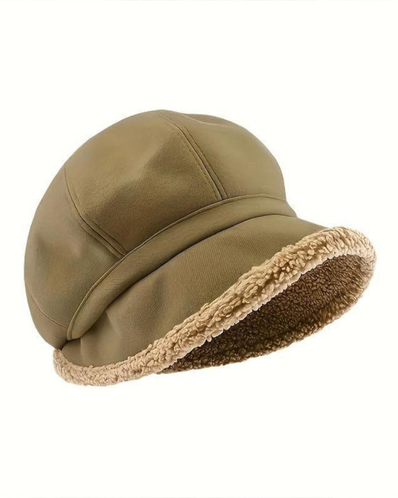 Hut Damen Unifarben Plüsch Fischerhut Warm