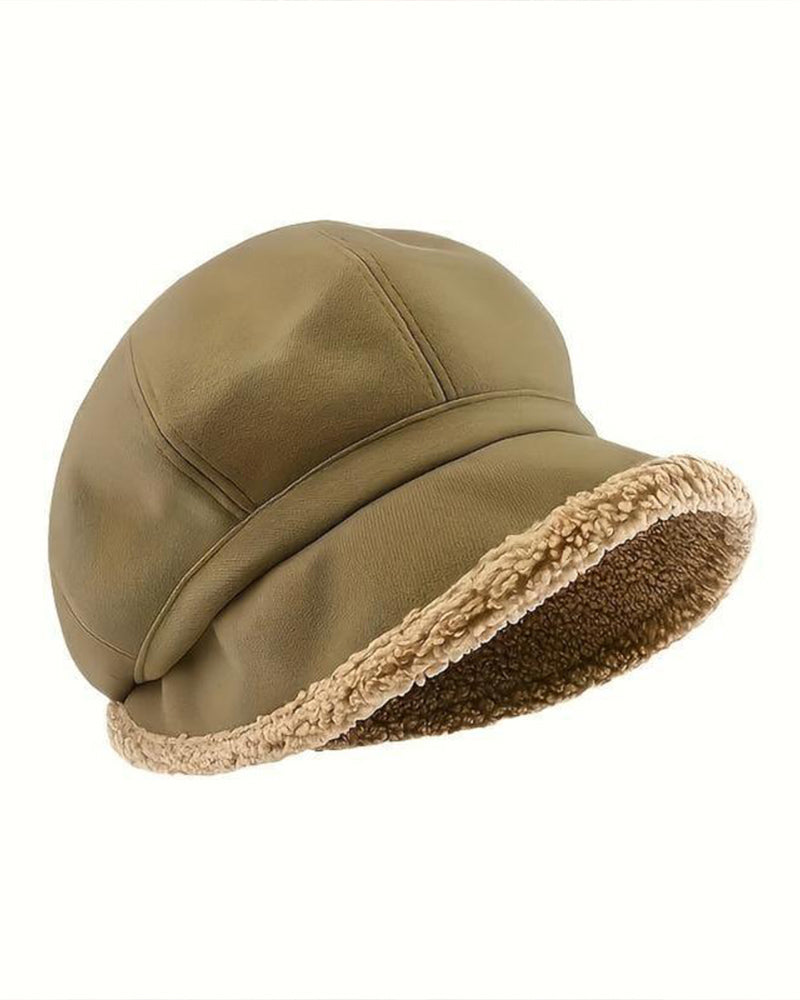 Hut Damen Unifarben Plüsch Fischerhut Warm