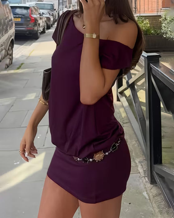 Kleid Off-Shoulder Asymmetrisch Bodycon