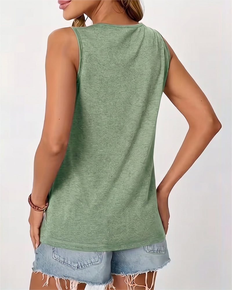 Tanktop Einfarbig U-Ausschnitt Plissiert