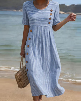 Kleid Nadelstreifen Holzknopf