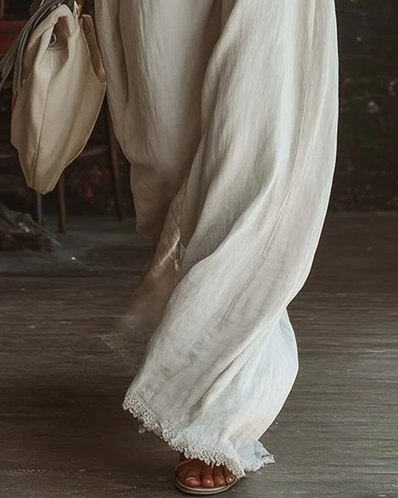 Kleid Unifarben V-Ausschnitt Mode Lang