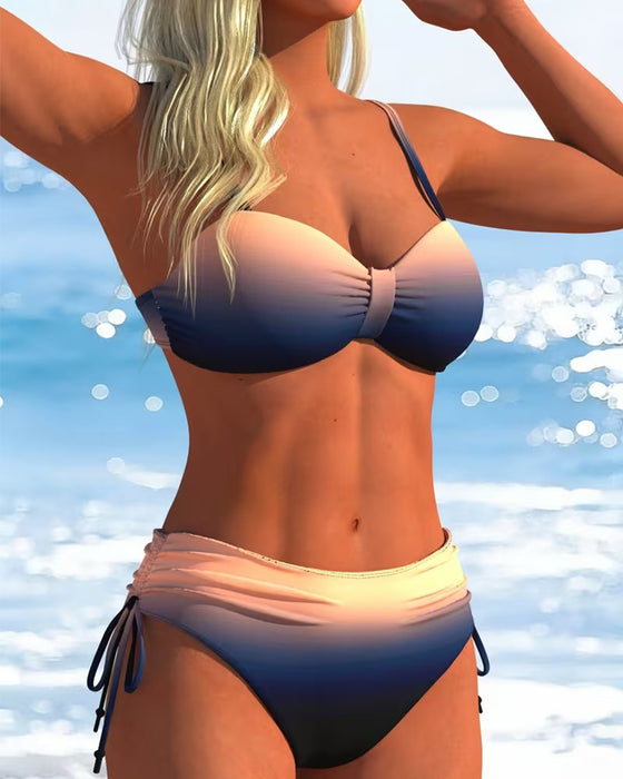 Bikini Farbverlaufsmuster Kordelzug Mode
