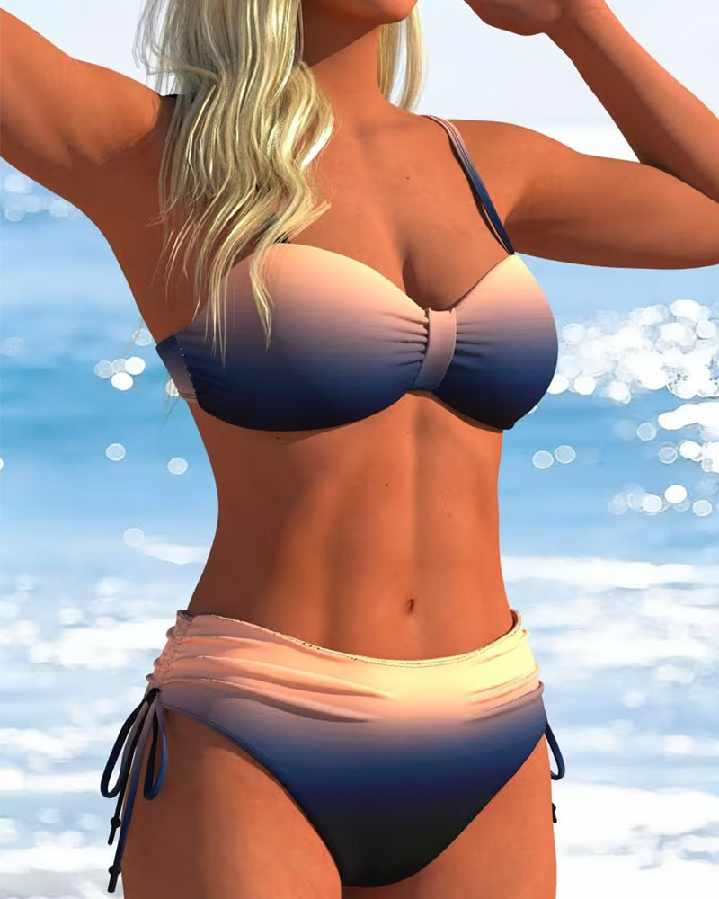 Bikini Farbverlaufsmuster Kordelzug Mode