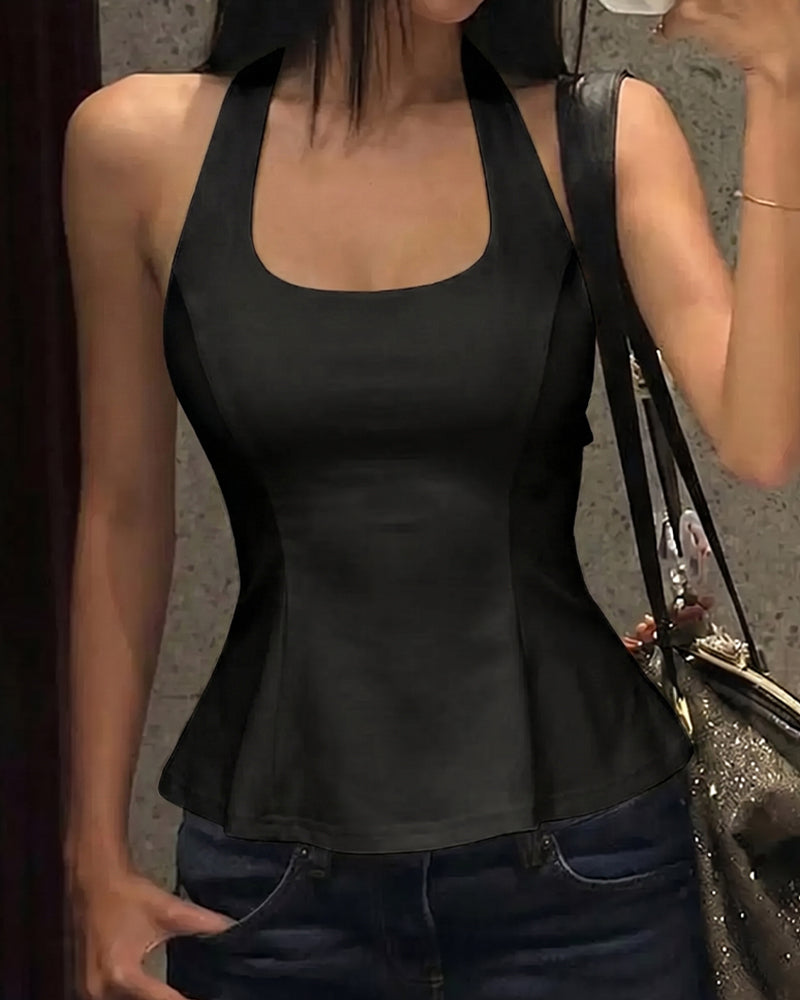Tank Tops Halter Quadratischer Ausschnitt Schick