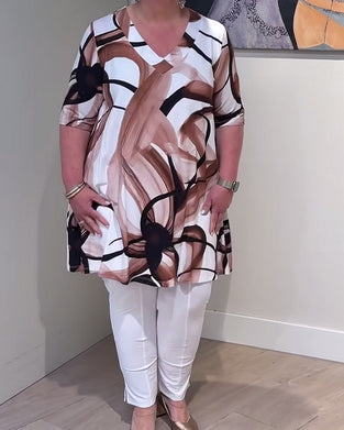 T-Shirt Casual V-Ausschnitt Gedruckt Halbarm