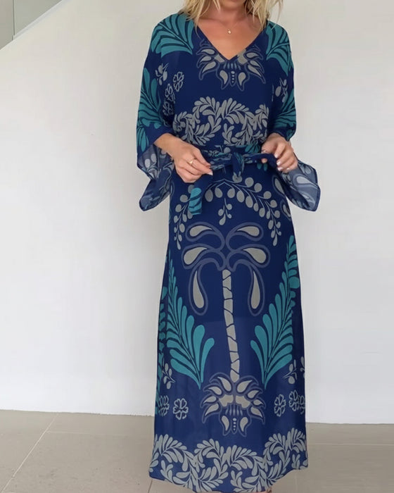 Kleid Boho V-Ausschnitt Weit