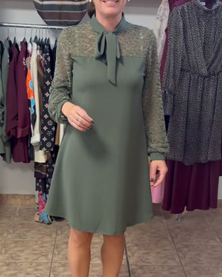 Kleid Schnürung Ausschnitt Spitze Zusammengesetzt