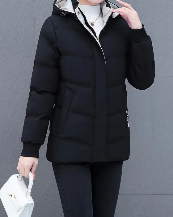 Jacke lässig einfarbig warm mit Kapuze