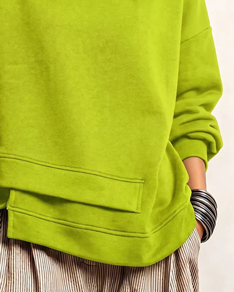 Sweatshirt Rollkragen Reißverschluss Unregelmäßig