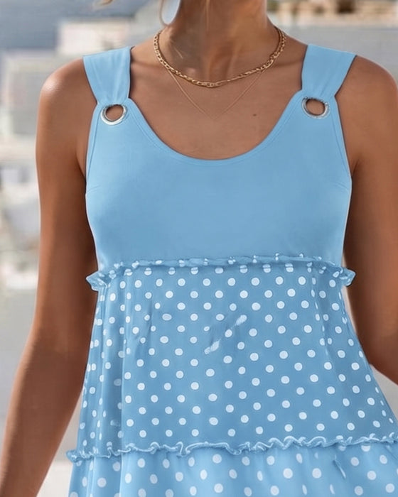 Kleid Pünktchen Streifen Gestuft Spagetti