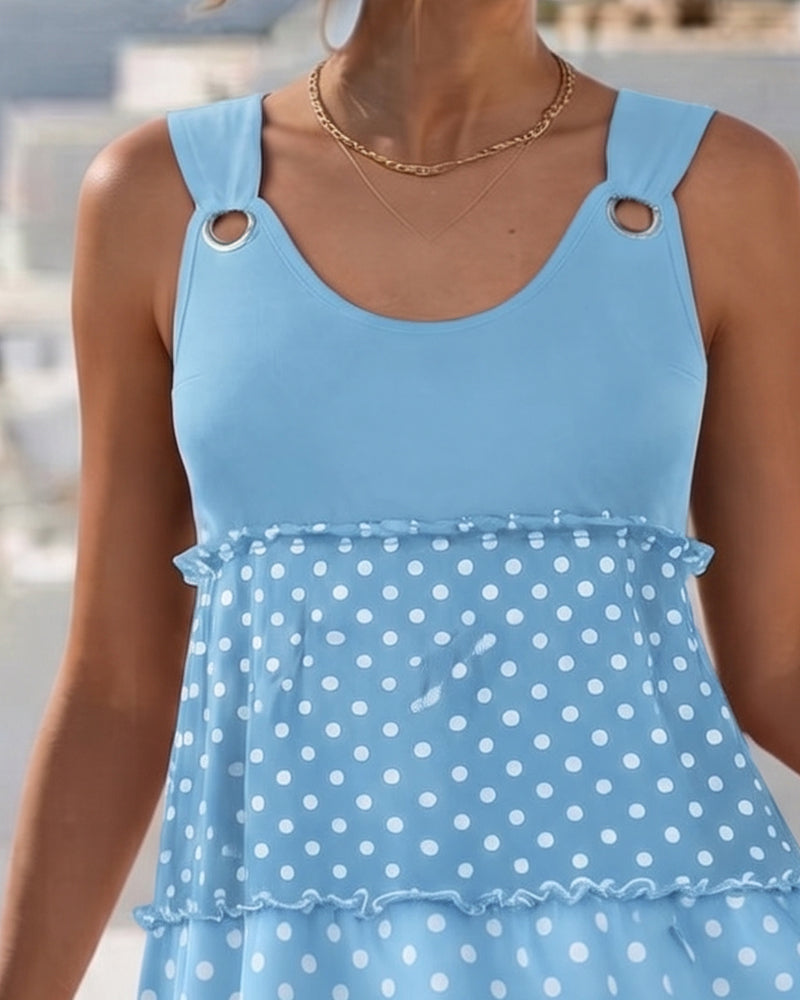 Kleid Pünktchen Streifen Gestuft Spagetti