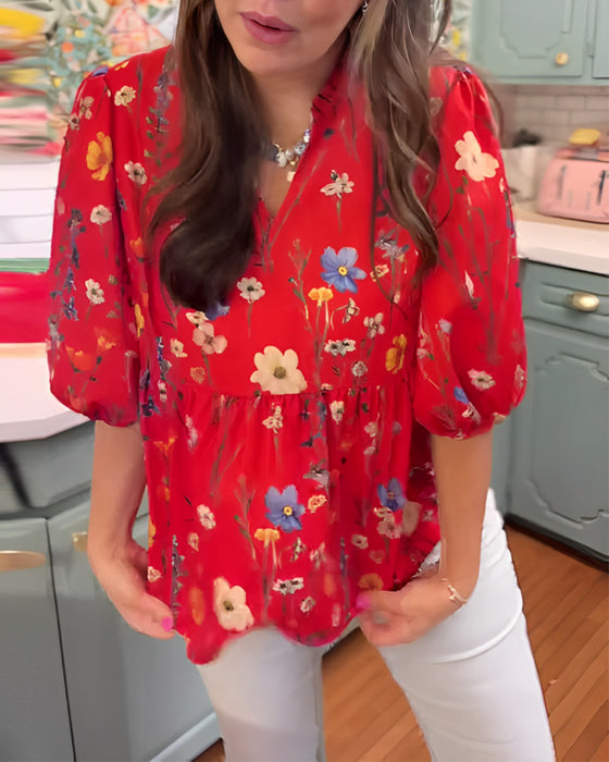 Bluse Puffärmel floral
