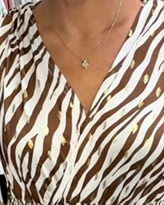 Kleid Bindung Ärmellos Zebra