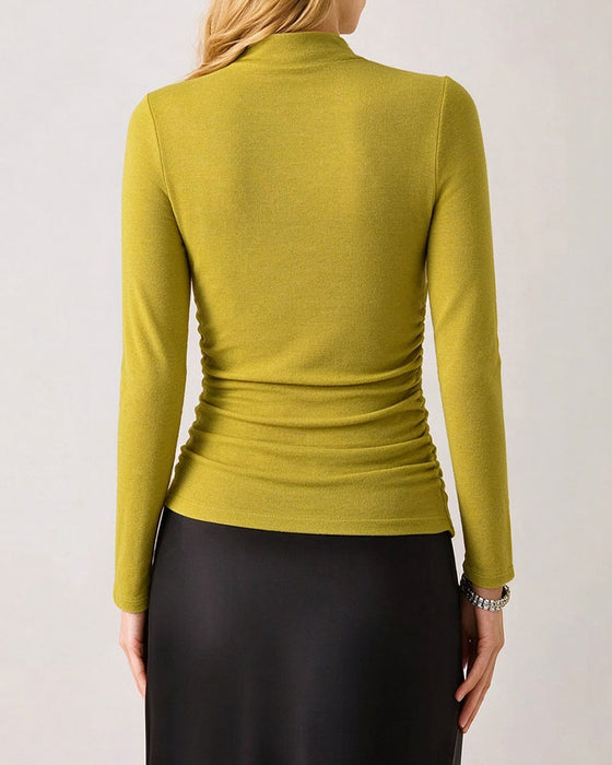 Top Halb Turtleneck Seite Gerafft Unterzieh