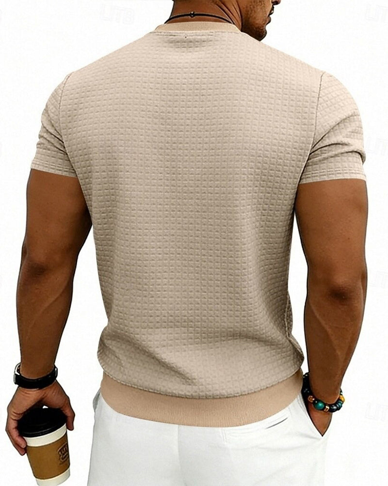 T-Shirt Gerippt Rundhals Kurzarm