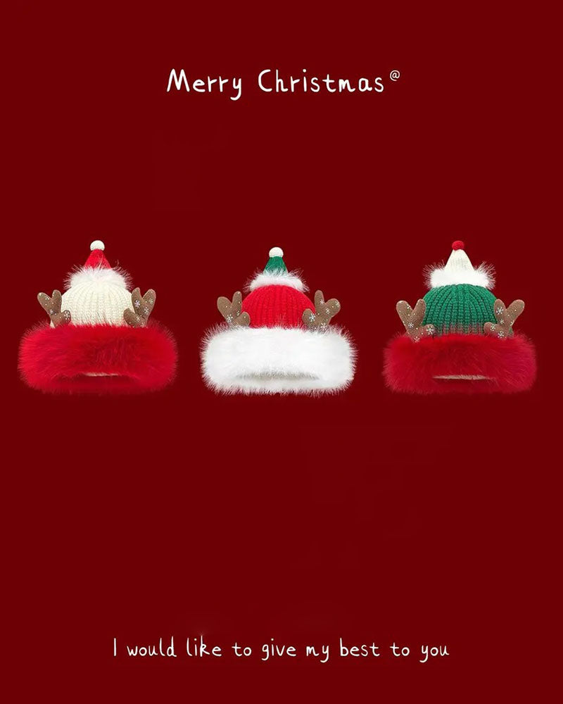Weihnachtsstil Festival Feier Fröhliche Gestrickte Mütze