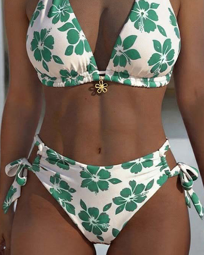 Bikini Hibiskus Druck Halter