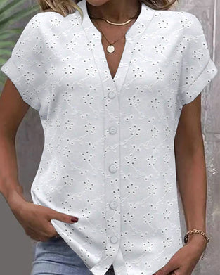 Hemd Stehkragen Spitze Hohlknopf