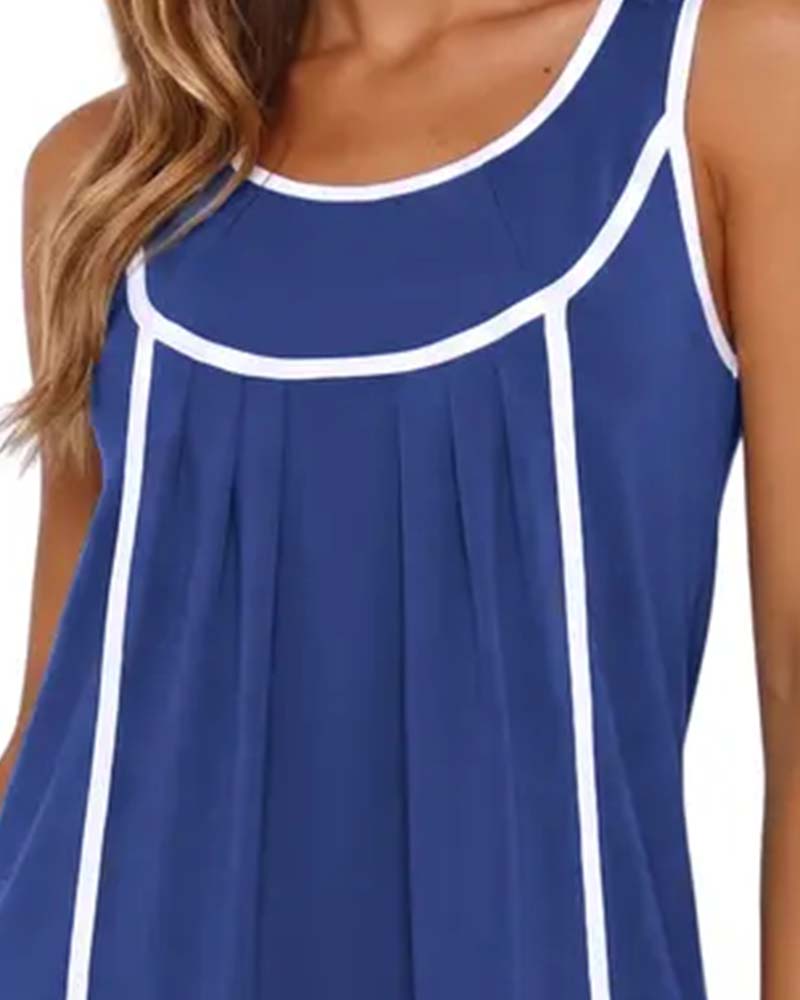 Kleid weiß eingefasst Colorblock ärmellos