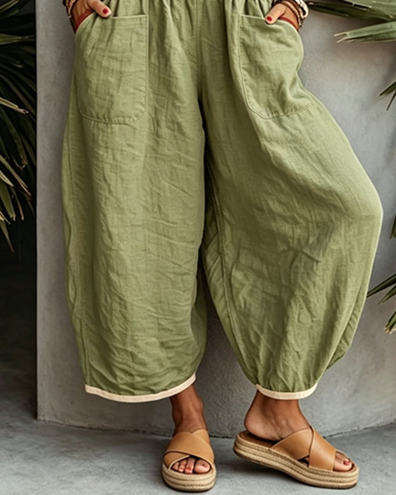Farbblockierter Jumpsuit Mit Taschen