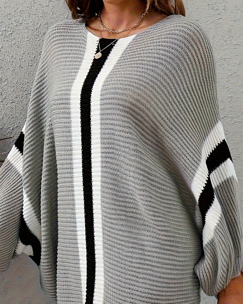 Kleid Gestreift Fledermaus Ärmel