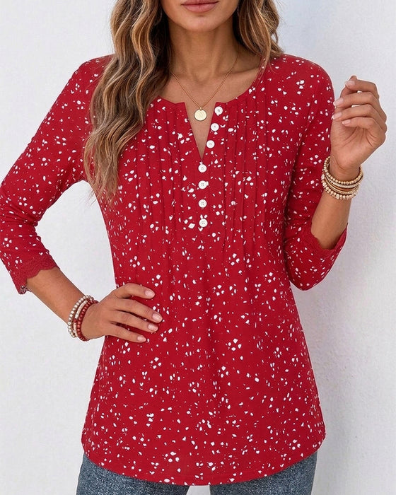 Top Spitze Casual Langarm
