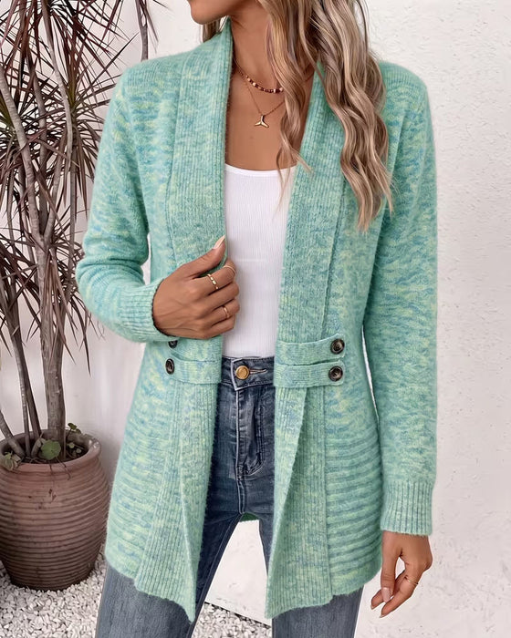Cardigan Einfarbig Knopf Verziert