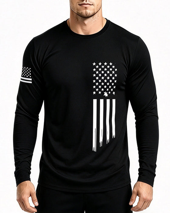Top Herren Nationalflagge Druck Langarm