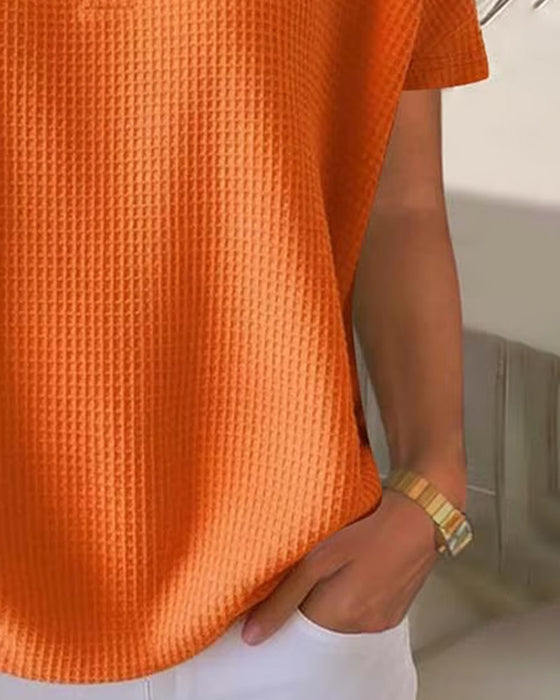 T-shirt Knopfleiste V-Ausschnitt Leger