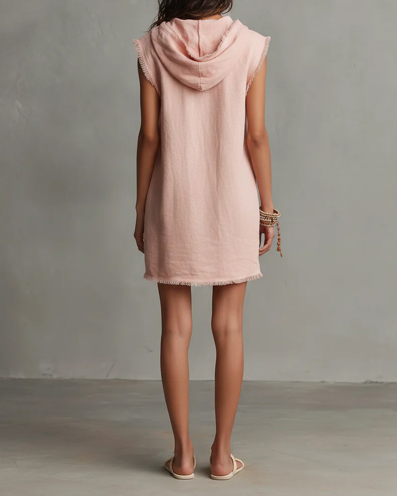 Kleid Ärmellos Mit Kapuze Kurz