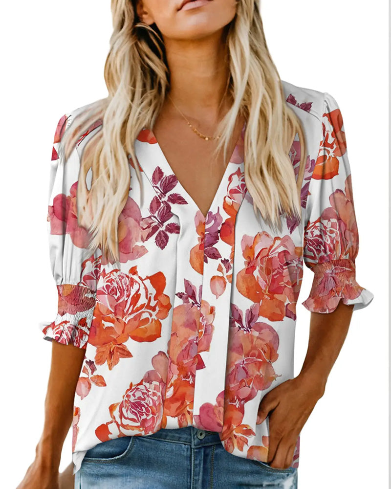 Bluse elegant kleiner Blumenprint