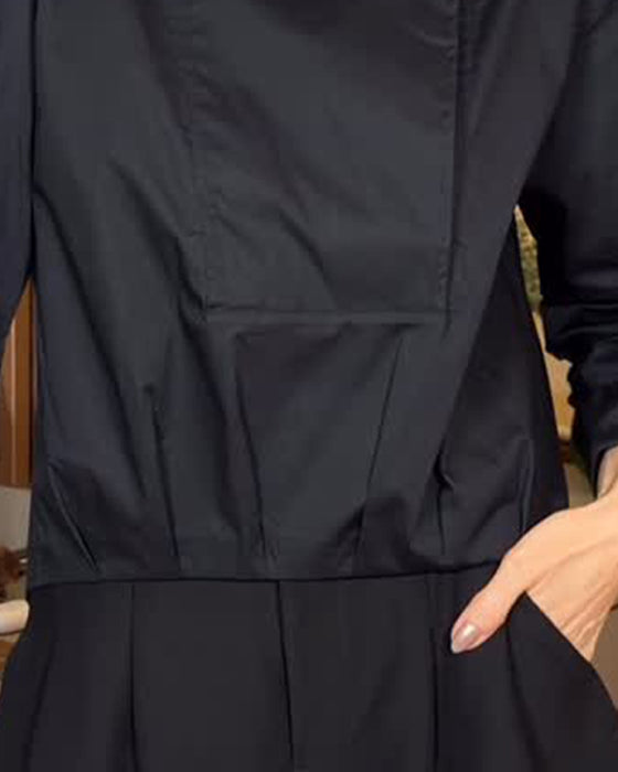 Bluse Asymmetrischer Stehkragen Diagonaler Knopf